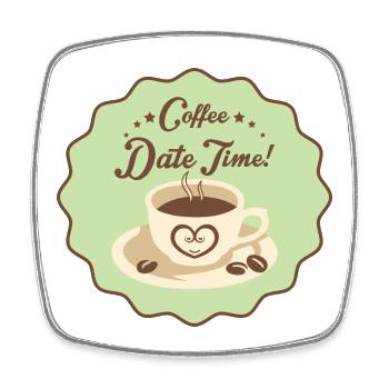 Coffe Date Time - Square fridge magnet - white - Front