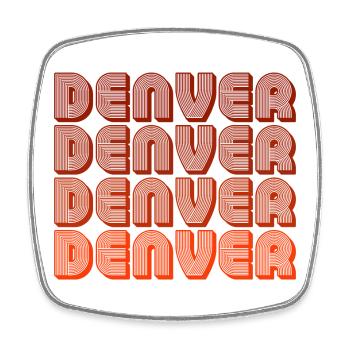 Denver Retro Block Font - Square fridge magnet - white - Front