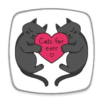 Katzen Liebe für immer - Viereckiger Kühlschrankmagnet - Weiß - Vorne
