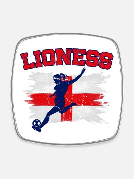 England Football Women’s Champions Lionesses 2025 - Square fridge magnet - white