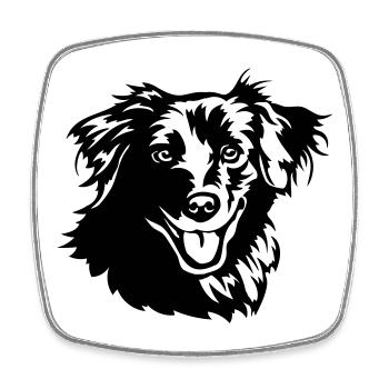 Berger des Pyrénées Kopf - Square fridge magnet - white - Front