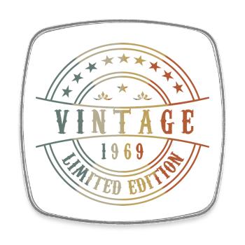 1969 Old Vintage - Viereckiger Kühlschrankmagnet - Weiß - Vorne