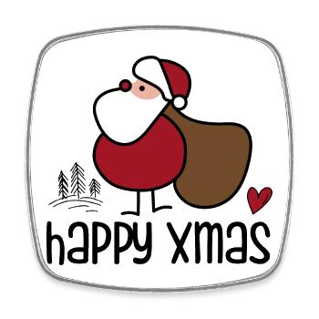 Schlichter Weihnachts-Santa mit Sack - Viereckiger Kühlschrankmagnet - Weiß - Vorne