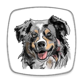 Australian Shepherd - Viereckiger Kühlschrankmagnet - Weiß - Vorne