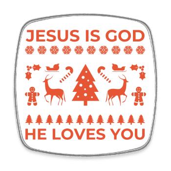 Jesus ist Gott Weihnachtsmotiv - Viereckiger Kühlschrankmagnet - Weiß - Vorne