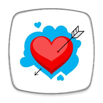 Heart with arrow and loving details - Square fridge magnet - white - Front