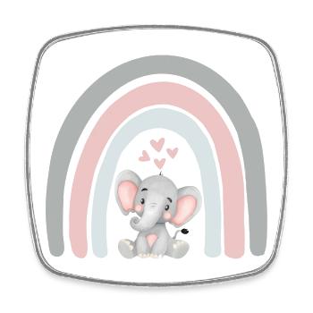 Éléphant et arc-en-ciel - T-shirt enfant - Magnet carré - blanc - Devant