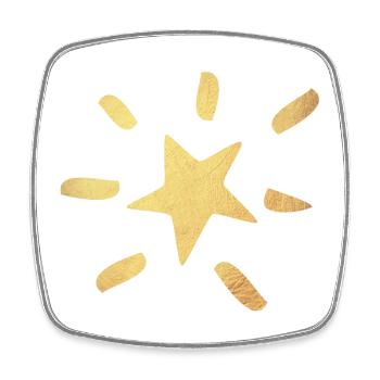 Stern Gold Weihnachten Symbol Comic Xmas Strahlen - Viereckiger Kühlschrankmagnet - Weiß - Vorne