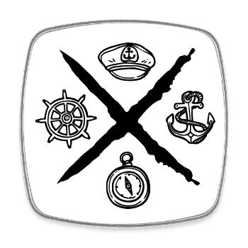 Segelkompass Maritim Segeln - Viereckiger Kühlschrankmagnet - Weiß - Vorne