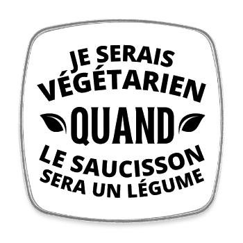 végétarien, végane, végan - Magnet carré - blanc - Devant