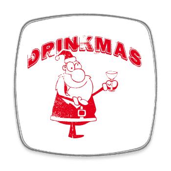 DRINKMAS -drunken Santa Claus - Square fridge magnet - white - Front