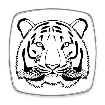 Tiger head - outline dark - Square fridge magnet - white - Front