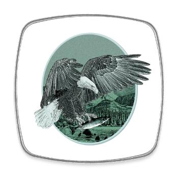 Eagle Eagle Motif Pygargue à tête blanche Chasse à la pêche - Magnet carré - blanc - Devant