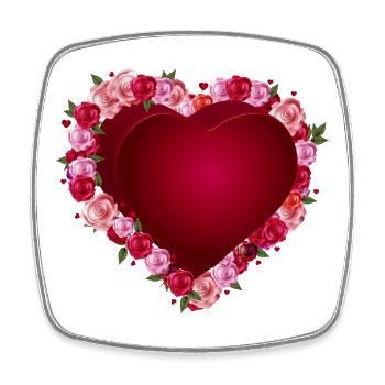Cœur de roses rouges de la Saint-Valentin pour les amoureux - Magnet carré - blanc - Devant