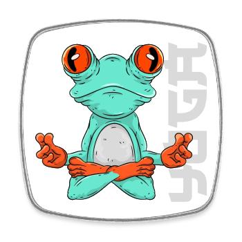 Frosch Yoga - Viereckiger Kühlschrankmagnet - Weiß - Vorne