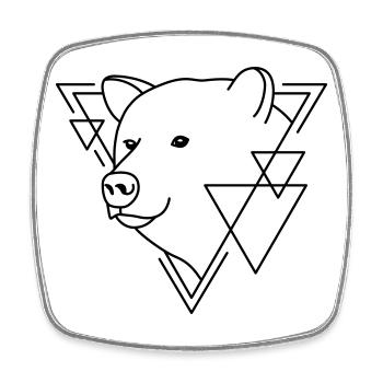 Bär in geometrischer Form - Line-Art-Design - Viereckiger Kühlschrankmagnet - Weiß - Vorne
