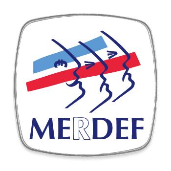 Merdef Bleu Rouge Lignes - Magnet carré - blanc - Devant