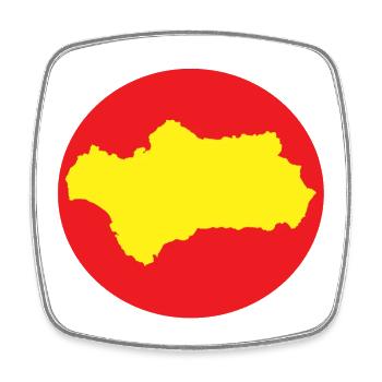 Red and yellow Andalusia - Square fridge magnet - white - Front