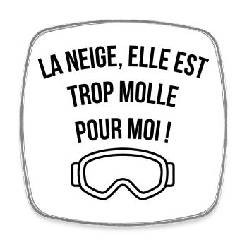 ski, station de ski, domaine skiable - Magnet carré - blanc - Devant
