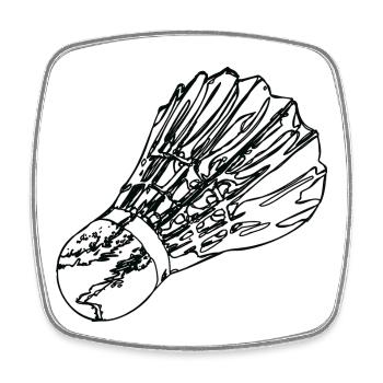 Badminton Federball - Square fridge magnet - white - Front