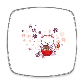 Fille qui adore les chats et ramen - Magnet carré - blanc - Devant