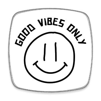 Good Vibes Only - Gute Laune T Shirt - Viereckiger Kühlschrankmagnet - Weiß - Vorne