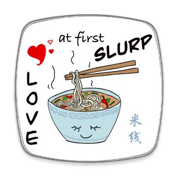 Rice Noodles Valentine's Day - Square fridge magnet - white - Front