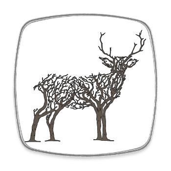 Deer in Tree Branches - Square fridge magnet - white - Front