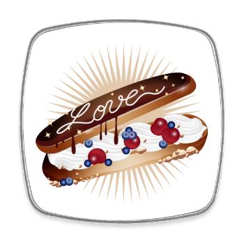 Illustration eines Eclairs mit Sahne und Liebe - Viereckiger Kühlschrankmagnet - Weiß - Vorne
