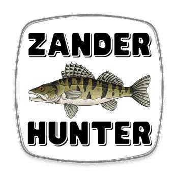 Zander Hunter – Predator Fishing Shirt - Square fridge magnet - white - Front