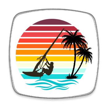 Windsurfer - Retro Vintage Sunset - Viereckiger Kühlschrankmagnet - Weiß - Vorne