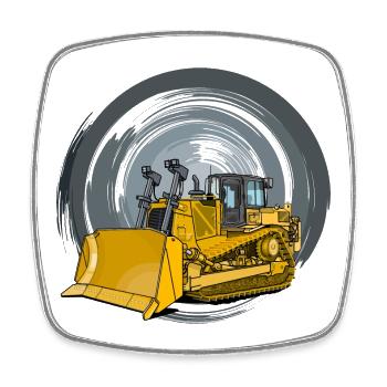 Bulldozers, bulldozers, racleurs de chenilles - Magnet carré - blanc - Devant