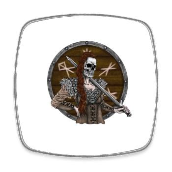 Vikingmaidwith shield - Square fridge magnet - white - Front