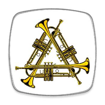 Trumpet Trio Design - Viereckiger Kühlschrankmagnet - Weiß - Vorne