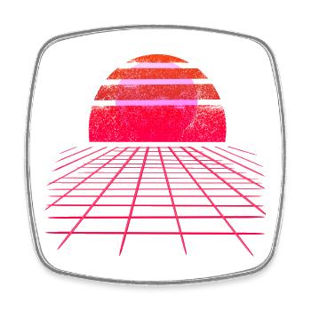 Sunset Vaporwave Retro Wave - Viereckiger Kühlschrankmagnet - Weiß - Vorne