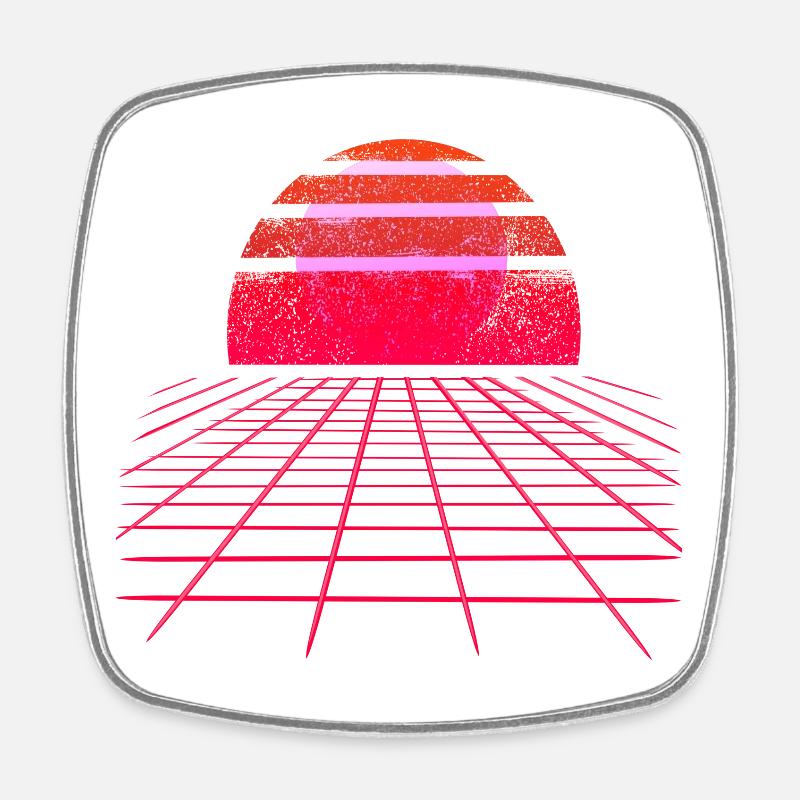 Sunset Vaporwave Retro Wave - Viereckiger Kühlschrankmagnet - Weiß