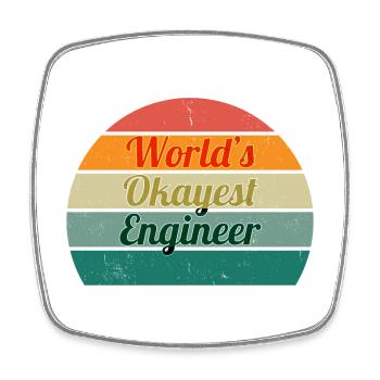 World's Okayest Engineer Retro Design - Square fridge magnet - white - Front