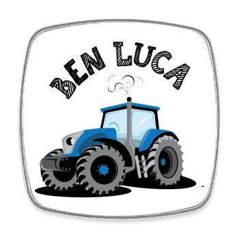 Traktor Ben Luca - Viereckiger Kühlschrankmagnet - Weiß - Vorne