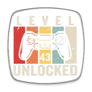 Level 43 Unlocked 43 Jahre Geburtstag Geschenk - Viereckiger Kühlschrankmagnet - Weiß - Vorne