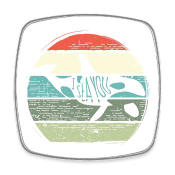 Retro Whale Sunset Circle - Viereckiger Kühlschrankmagnet - Weiß - Vorne