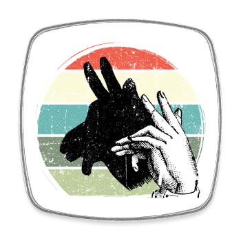 Giraffe Silhouette Retro Sunset - Square fridge magnet - white - Front