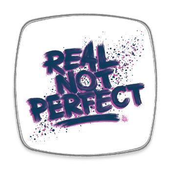 Real not perfect - Magnet carré - blanc - Devant