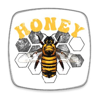 Honigbiene auf Hex-Gitter - Viereckiger Kühlschrankmagnet - Weiß - Vorne