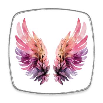 Rosa und lila Aquarellflügel - Viereckiger Kühlschrankmagnet - Weiß - Vorne