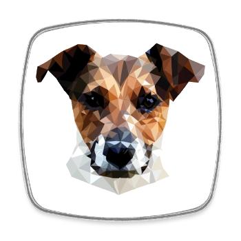 Jack Russell Terrier Hund Polygon - Viereckiger Kühlschrankmagnet - Weiß - Vorne