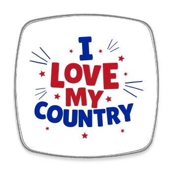 country, I love my country - Square fridge magnet - white - Front
