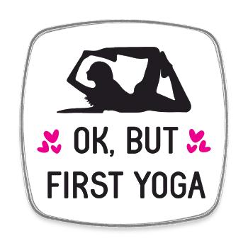 107Ok, aber zuerst Yoga - Viereckiger Kühlschrankmagnet - Weiß - Vorne