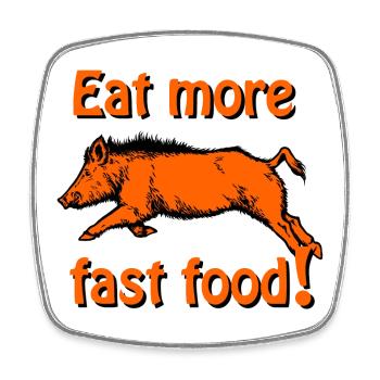 Defectors in the jump - Eat more fast food - Square fridge magnet - white - Front