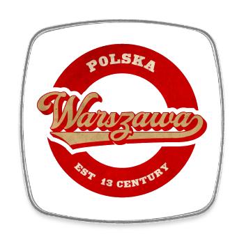 Warszawa Retro Logo Est 13 Jahrhundert - Viereckiger Kühlschrankmagnet - Weiß - Vorne