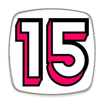 15. 15 JAHRE. 15-jähriges Jubiläum. GEBURTSTAG 15 JAHRE. - Viereckiger Kühlschrankmagnet - Weiß - Vorne